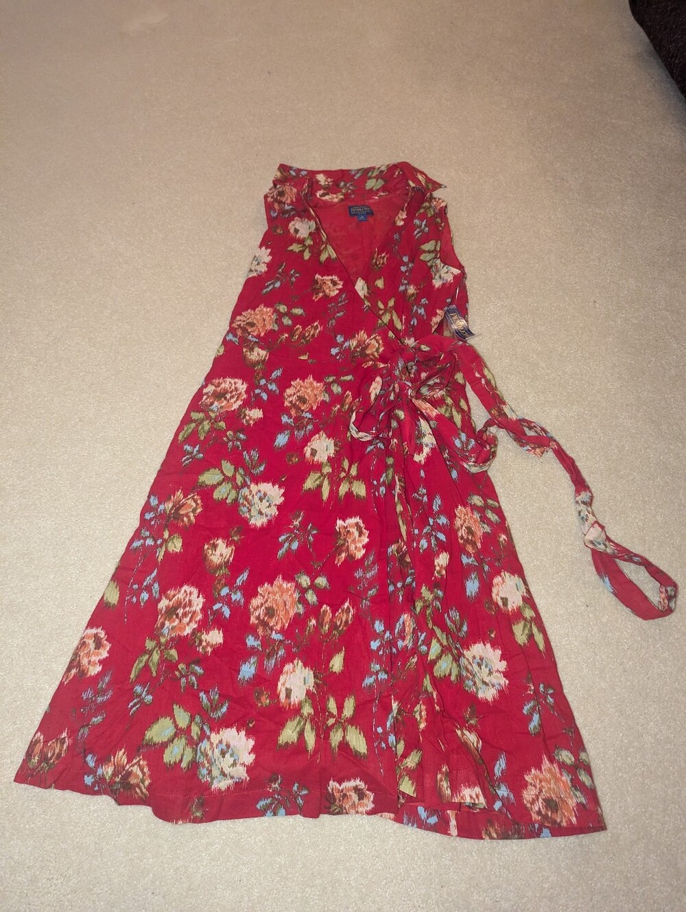 Nwt Pendleton Red Floral Wrap Dress Sz 8 Petite.